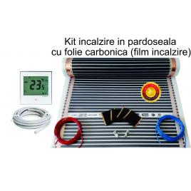 Kit 10mp incalzire pardoseala cu folie carbonica incalzitoare 130W/mp + termostat digital