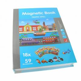Carte educativa magnetica cu piese puzzle magnetice Trafic, usor de transportat