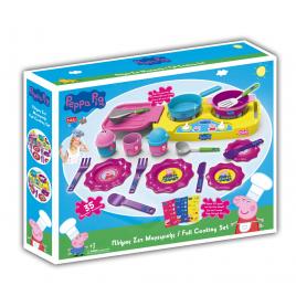 Set complet de gatit Peppa Pig cu farfurii, cani, tacamuri si plita