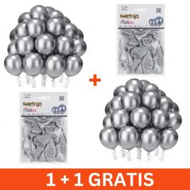 Set 50 baloane petrecere argintii, metalizate, 25cm, 1+1 gratis