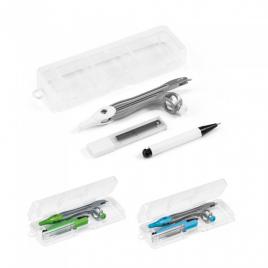 Set de geometrie în cutie, include 1 compas, 1 creion mecanic și 10 mine grafit de 0,5 mm. 128 x 42 x 20 mm