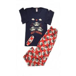 Pijama dama maneca lunga pantalon lung imprimeu 3 ursi culoare bleumarin marime XL