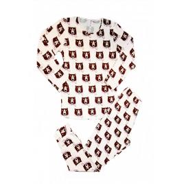 Pijama dama maneca lunga pantaloni lungi, cu imprimeu ursuleti , roz prafuit, L