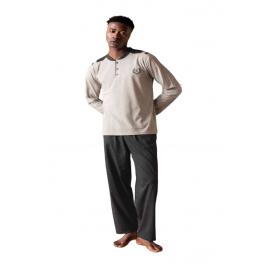 Pijama barbat, maneca lunga pantaloni lungi, Gri 2XL