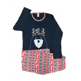 Pijama dama tematica Craciun, imprimeu HO HO, culoare beumarin XL
