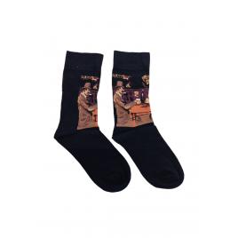 Sosete barbati din bumbac, model vesel, negru 41-45