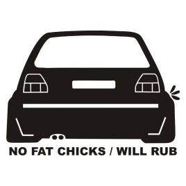 Stickere auto no fat chicks car will rub maniastiker