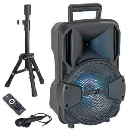 Boxa activa 8 inch/20cm 15w iluminat led cu bt/usb/msd/fm + stand + microf
