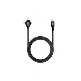 Cablu de date 3 în 1 Lightning Micro USB Type-C Super TOUCH negru