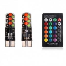 Set 2 becuri de pozitie, led rgb, cu telecomanda si intensitate