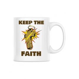 Cana personalizata keep the faith alb