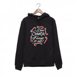 Hanorac personalizat negru unisex dear santa