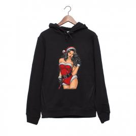 Hanorac personalizat negru unisex sexy santa girl