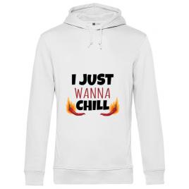 Hoodie barbat cu gluga i just wanna chill alb