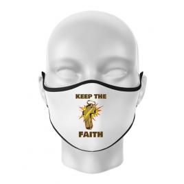 Masca personalizata reutilizabila keep the faith alb