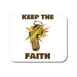 Mousepad personalizat keep the faith alb