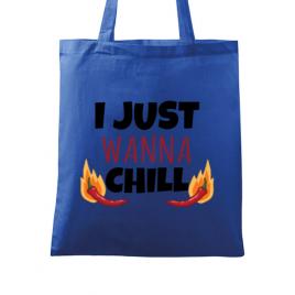 Sacosa din panza i just wanna chill albastru regal