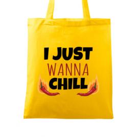 Sacosa din panza i just wanna chill galben