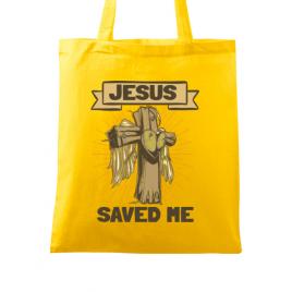 Sacosa din panza jesus saved me galben