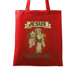 Sacosa din panza jesus saved me rosu