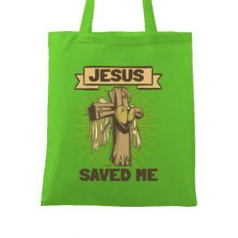 Sacosa din panza jesus saved me verde mar