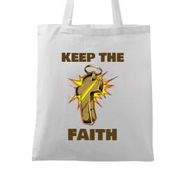 Sacosa din panza keep the faith alb