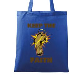 Sacosa din panza keep the faith albastru regal