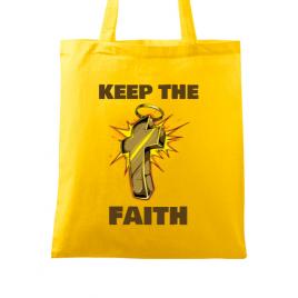 Sacosa din panza keep the faith galben