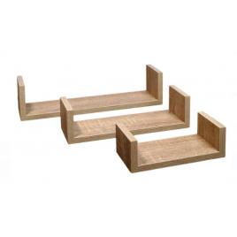 Set 3 Rafturi de Perete cu Sistem de Montare Ascuns - MDF