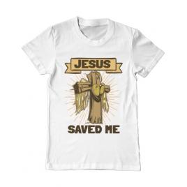 Tricou adler barbat jesus saved me alb