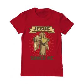 Tricou adler barbat jesus saved me rosu