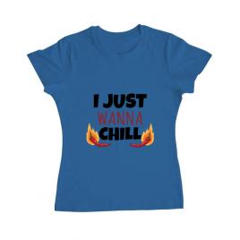 Tricou adler dama i just wanna chill albastru azuriu