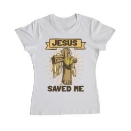 Tricou adler dama jesus saved me alb