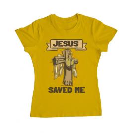 Tricou adler dama jesus saved me galben