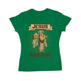 Tricou adler dama jesus saved me verde mediu
