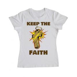 Tricou adler dama keep the faith alb
