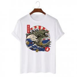 Tricou personalizat alb unisex great wave monster