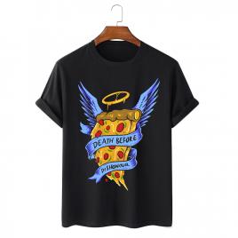 Tricou personalizat negru unisex angel pizza