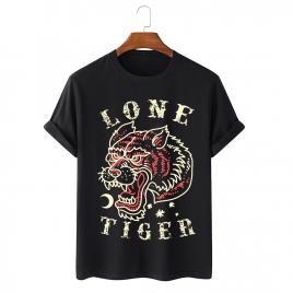 Tricou personalizat negru unisex lone tiger