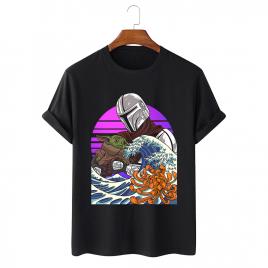 Tricou personalizat negru unisex manda wave