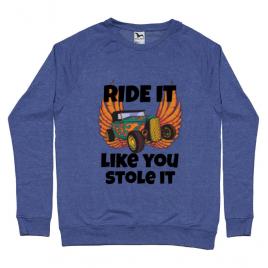 Bluza adler barbat ride it like you stole it albastru melanj