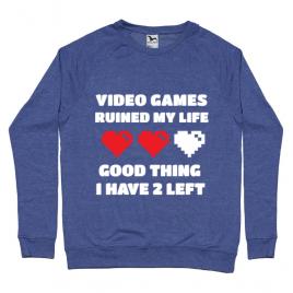 Bluza adler barbat video games ruined my life albastru melanj
