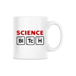 Cana personalizata science bitch alb