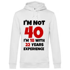 Hoodie barbat cu gluga 40 birthday alb