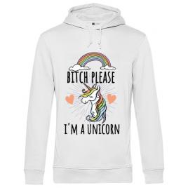 Hoodie barbat cu gluga bitch please alb