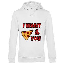 Hoodie barbat cu gluga i want you alb