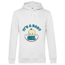 Hoodie barbat cu gluga it’s a baby girl alb