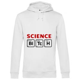 Hoodie barbat cu gluga science bitch alb
