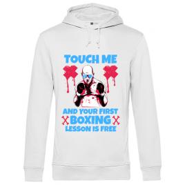 Hoodie barbat cu gluga touch me alb