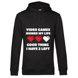 Hoodie barbat cu gluga video games ruined my life negru